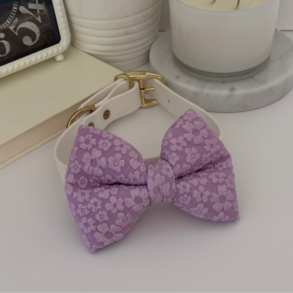 Lilac Lace purple handmade dog bow accessory for stylish dogs