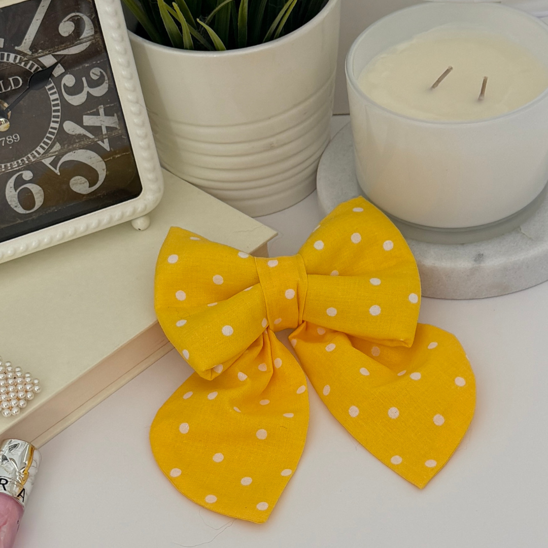 Lemon Drop yellow handmade dog bow accessory for stylish dogs